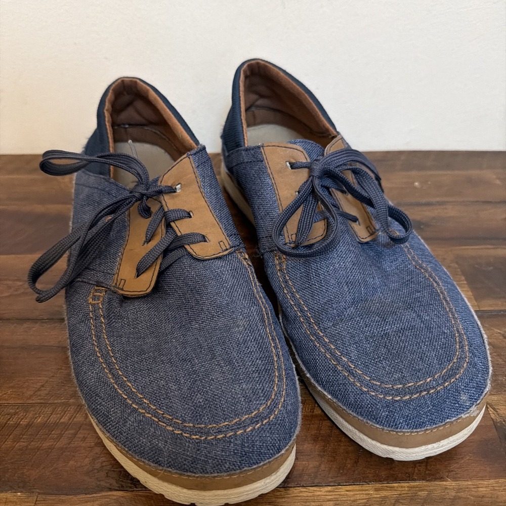 Crocs Denim Jean Leather Trim Lace Up Sneakers‎ Tie Shoes Mens Size 12 M Casual